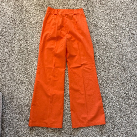 Commense Orange Linen Cotton Blend High Rise Wide Leg Dress Pants Women 28"waist - Picture 6 of 13